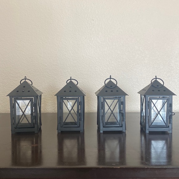 Ashland Accents Bundle Of 4 Black Metal Tea Light Lanterns With